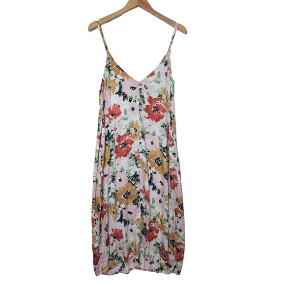 Volcom Dress Women XL 12 Floral Midi Sleeveless Button Front Beach Cottagecore - Picture 4 of 10